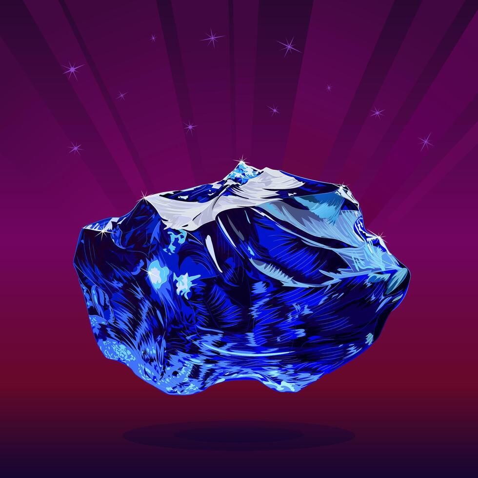 Natural rough sapphire gemstone. illustration of stunning uncut gemstone sapphire, renowned for its deep, royal blue color and exceptional clarity. vector