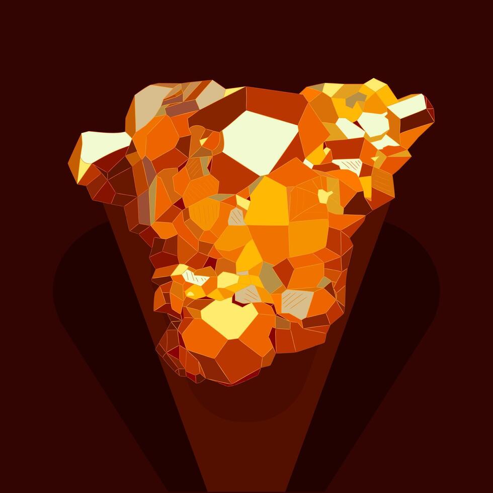 Natural orange-yellow-brown rough spessartite gemstone vector