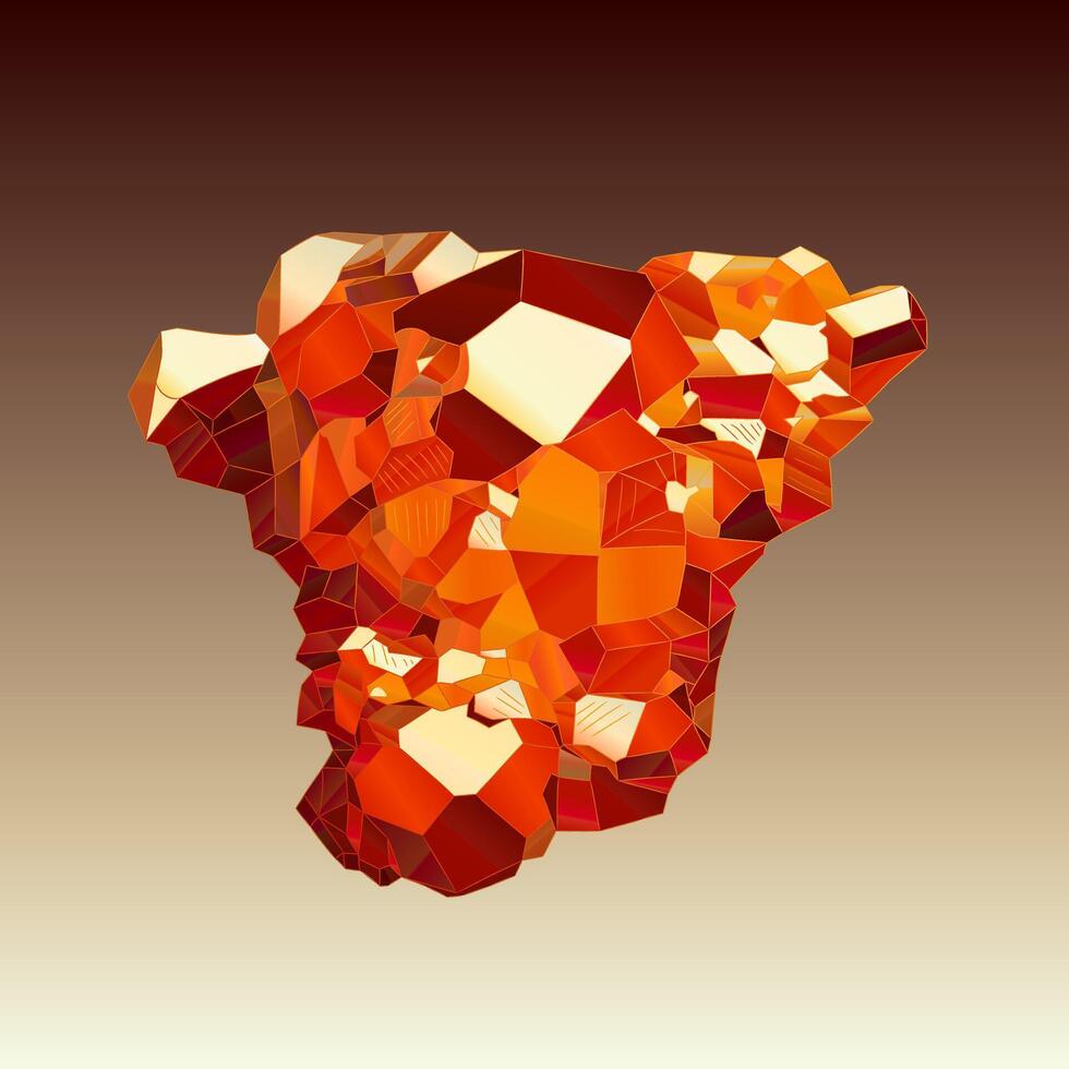 Natural orange-red-brown uncut spessartine gemstone. vector