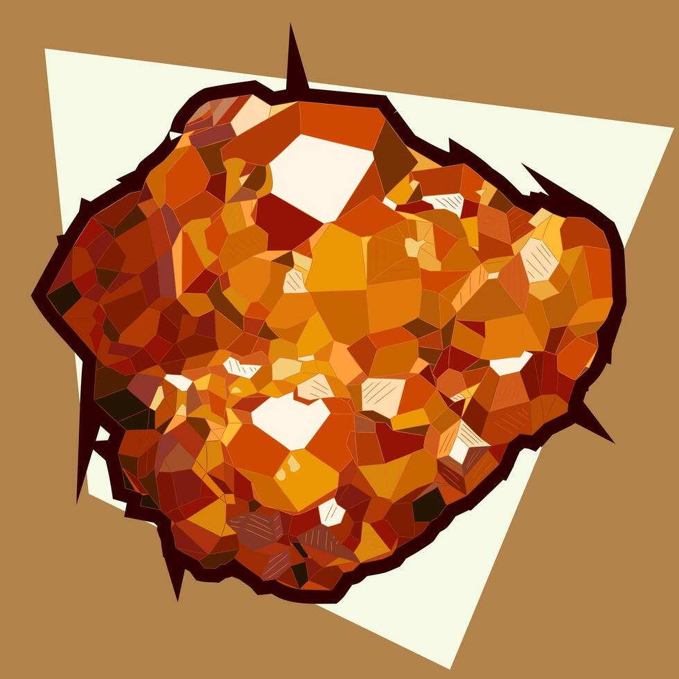 Natural orange-yellow-brown rough spessartite gemstone. vector