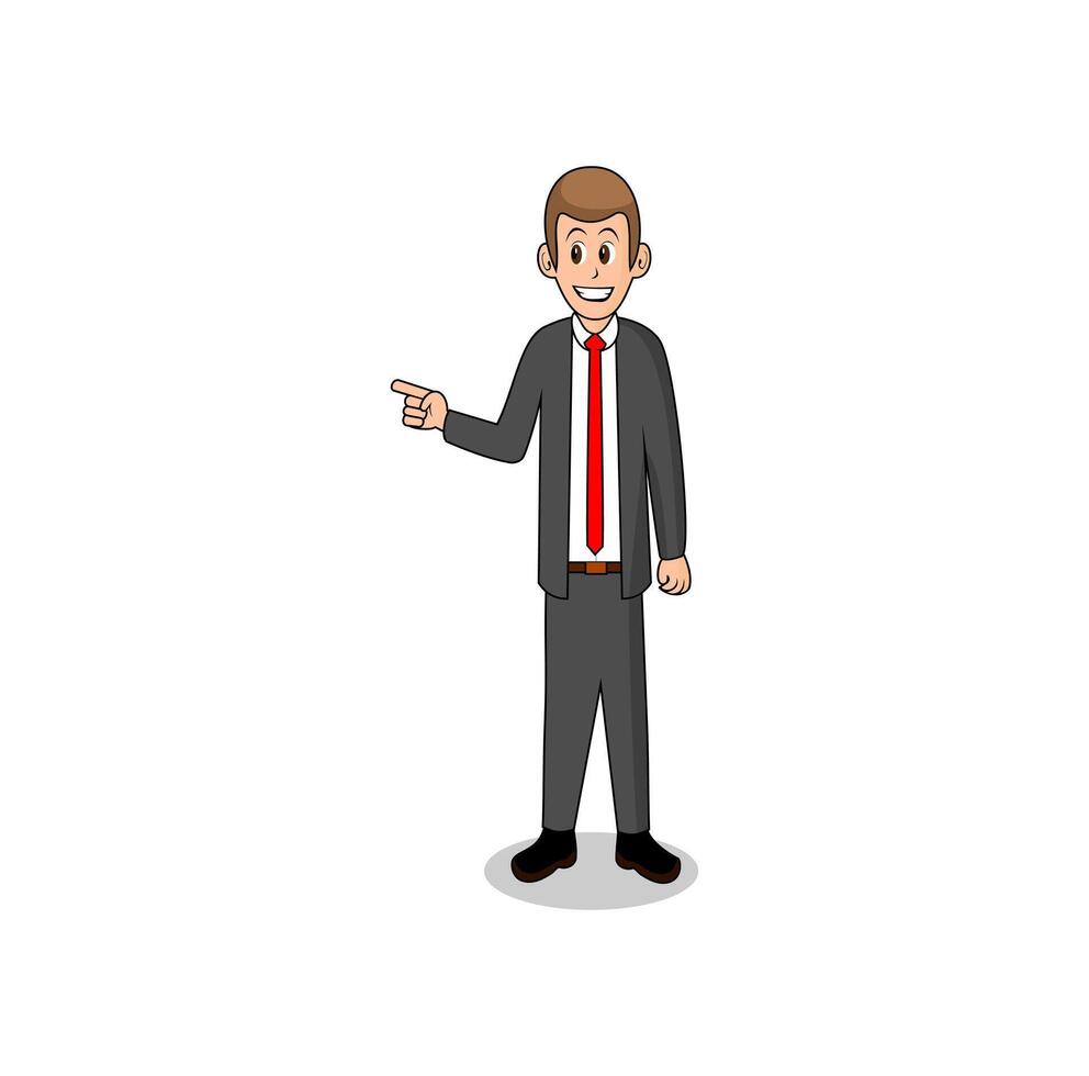 Boy Cartoon Worker pointing with smiling Illustration vector