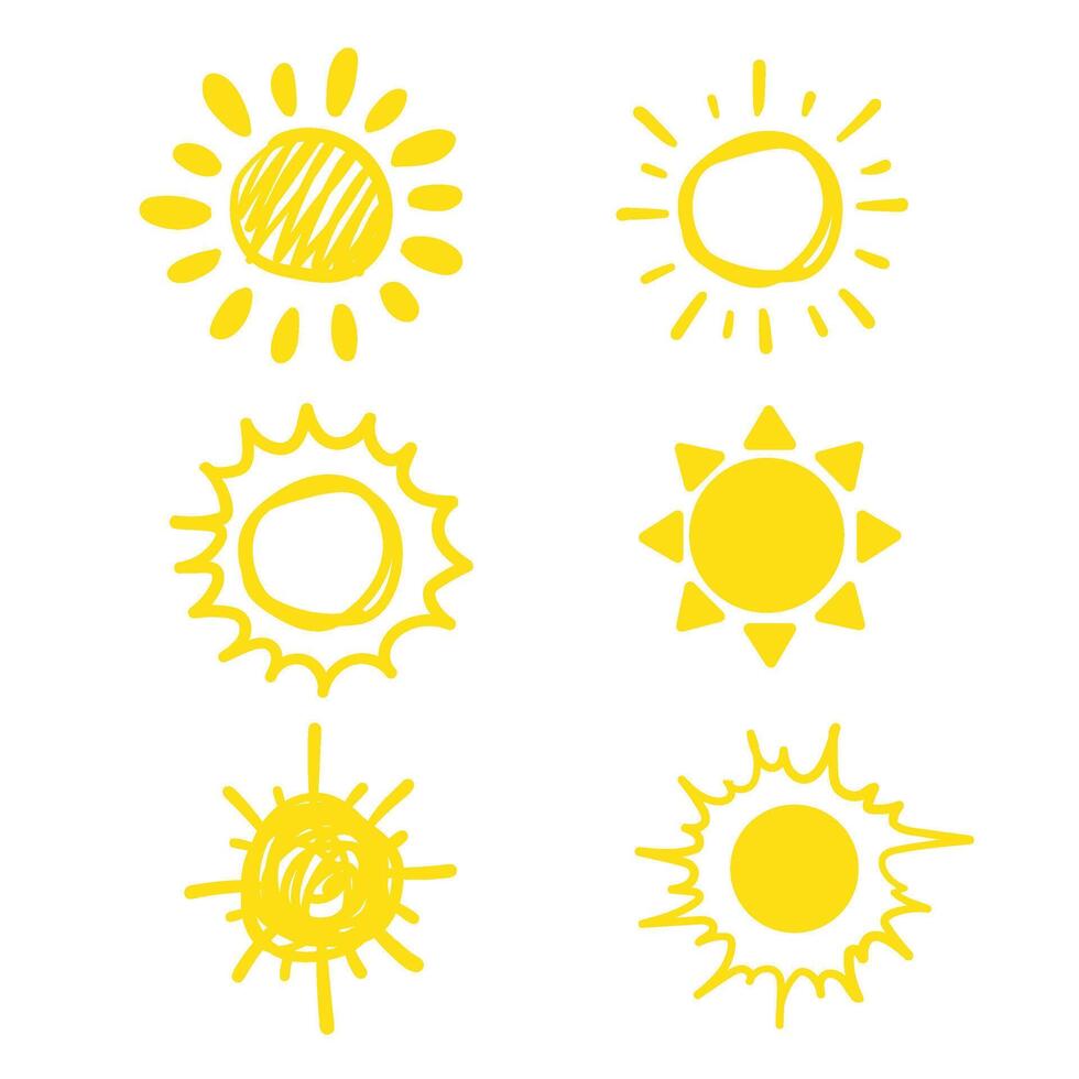Sun sketch With illustration style doodle and line art vector