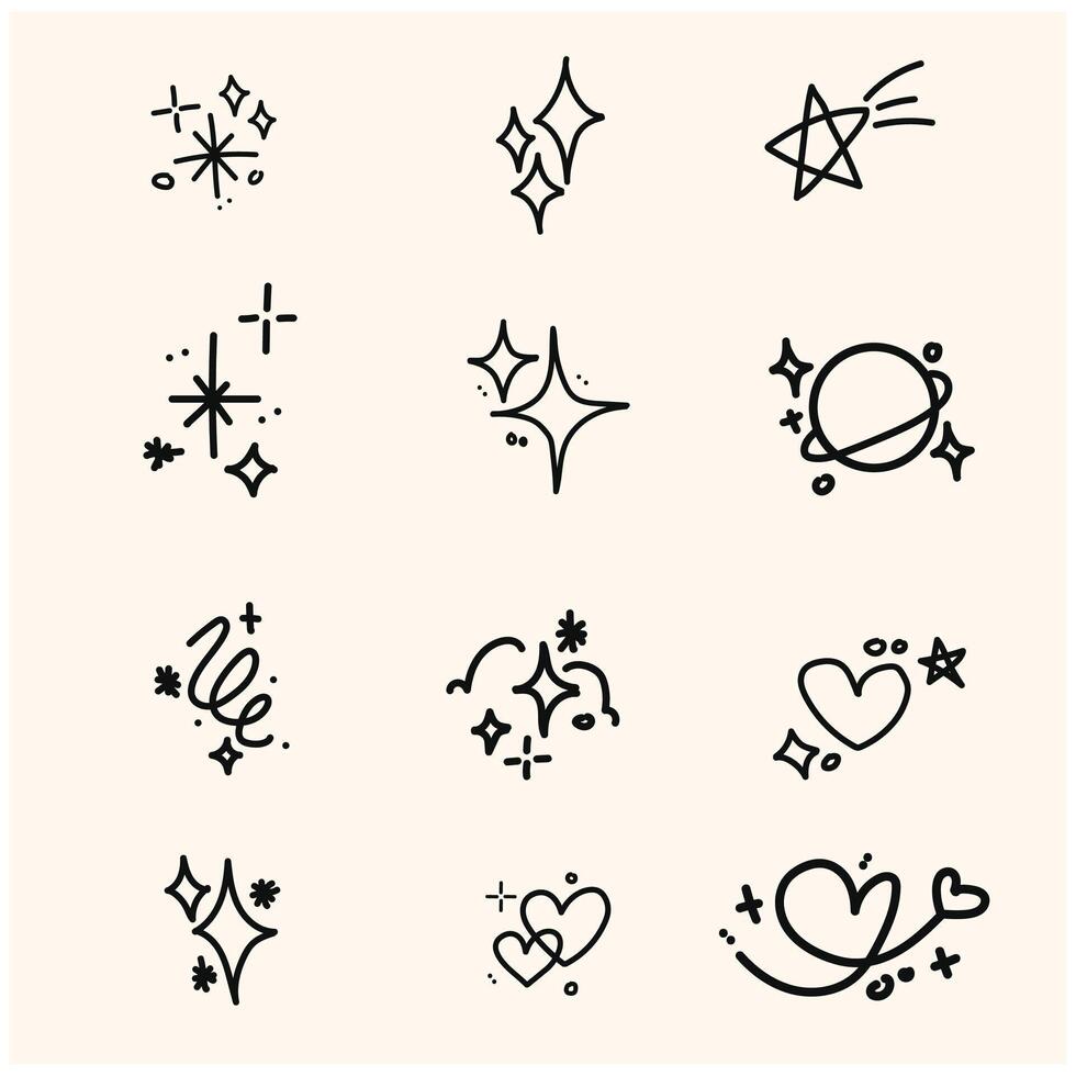 blink blink doodle With illustration style doodle and line art vector
