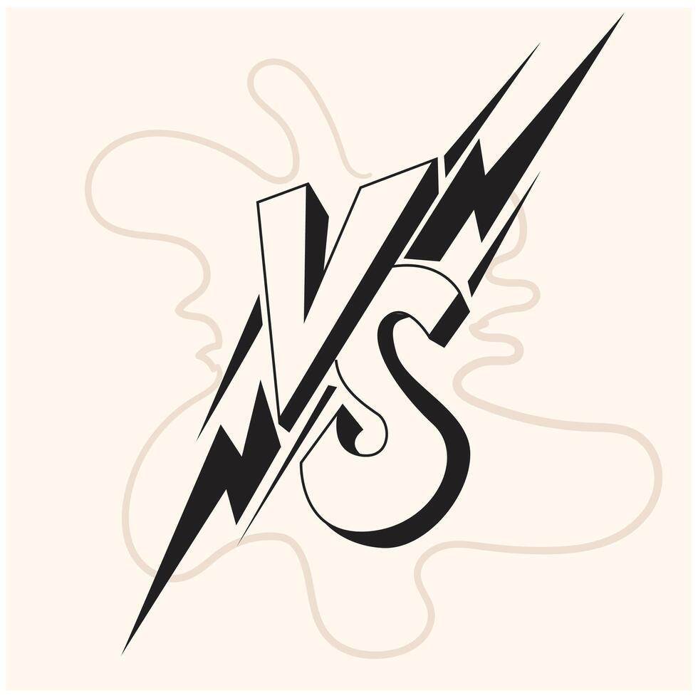 Versus battle fight doodle logotype With illustration style doodle and line art vector