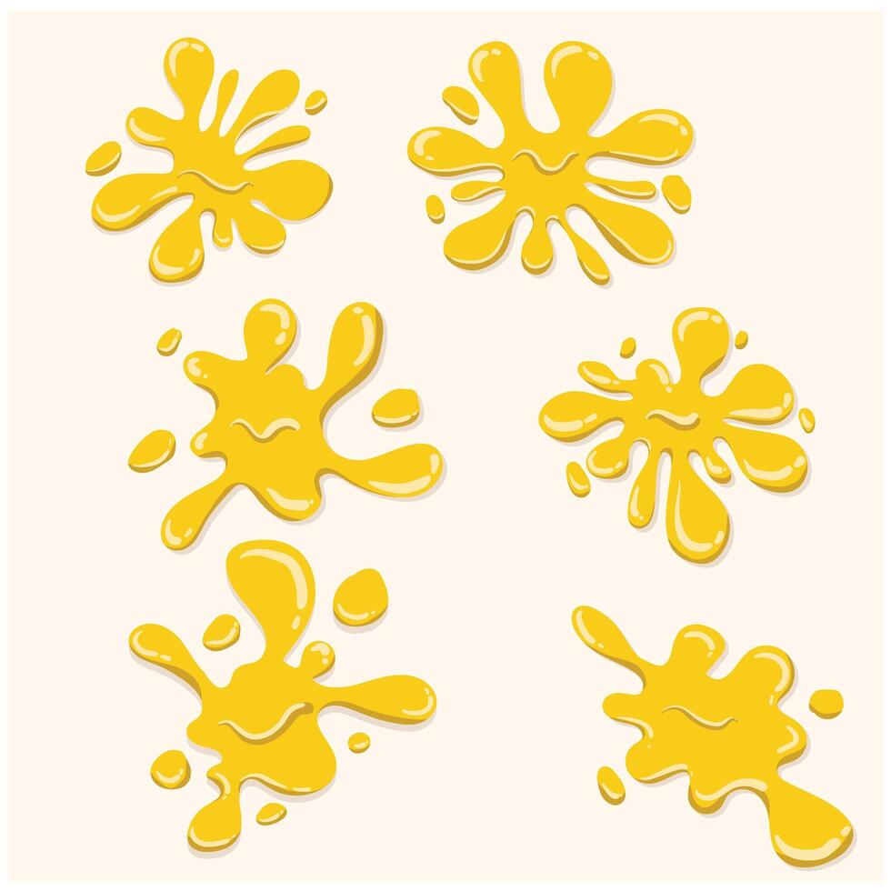 Set of yellow cheese liquid splash with background cream vector