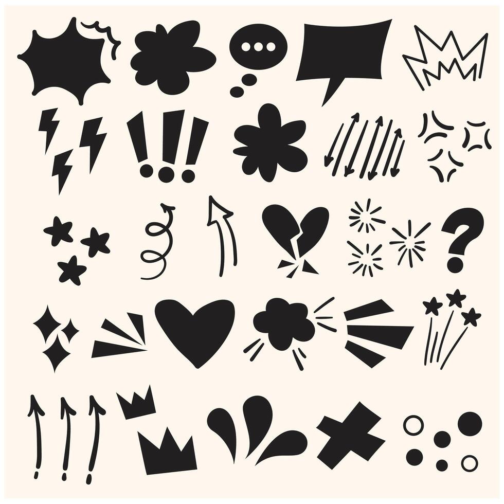 Hand drawn effect set With illustration style doodle and line art vector
