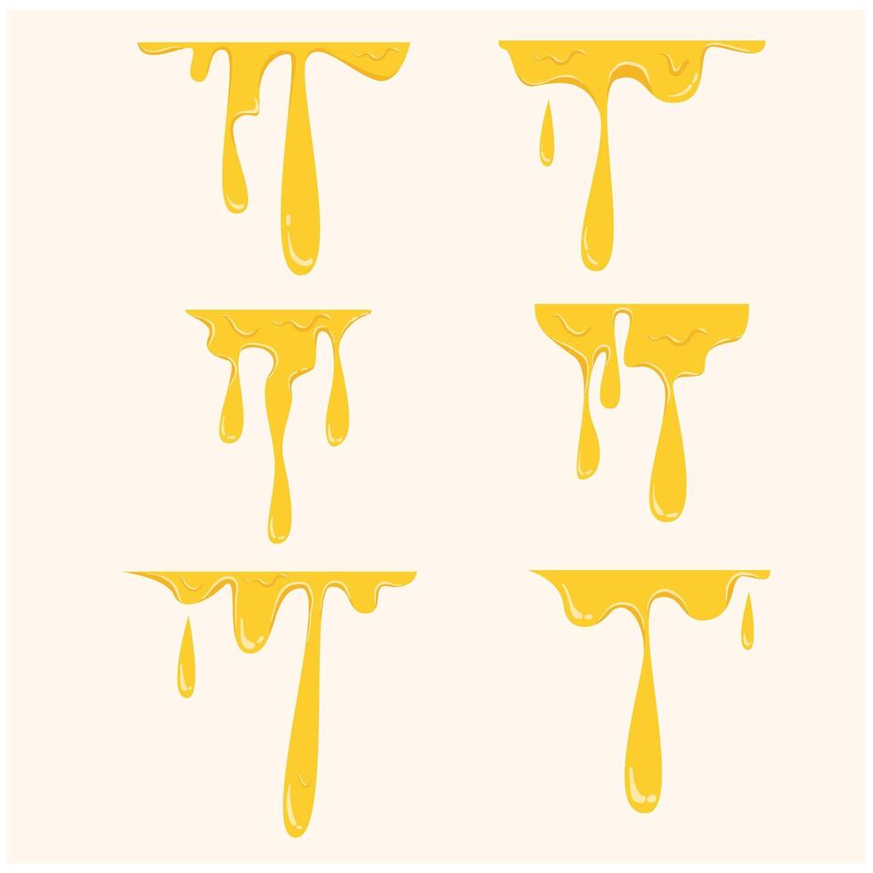 Melting cheese drops set vector