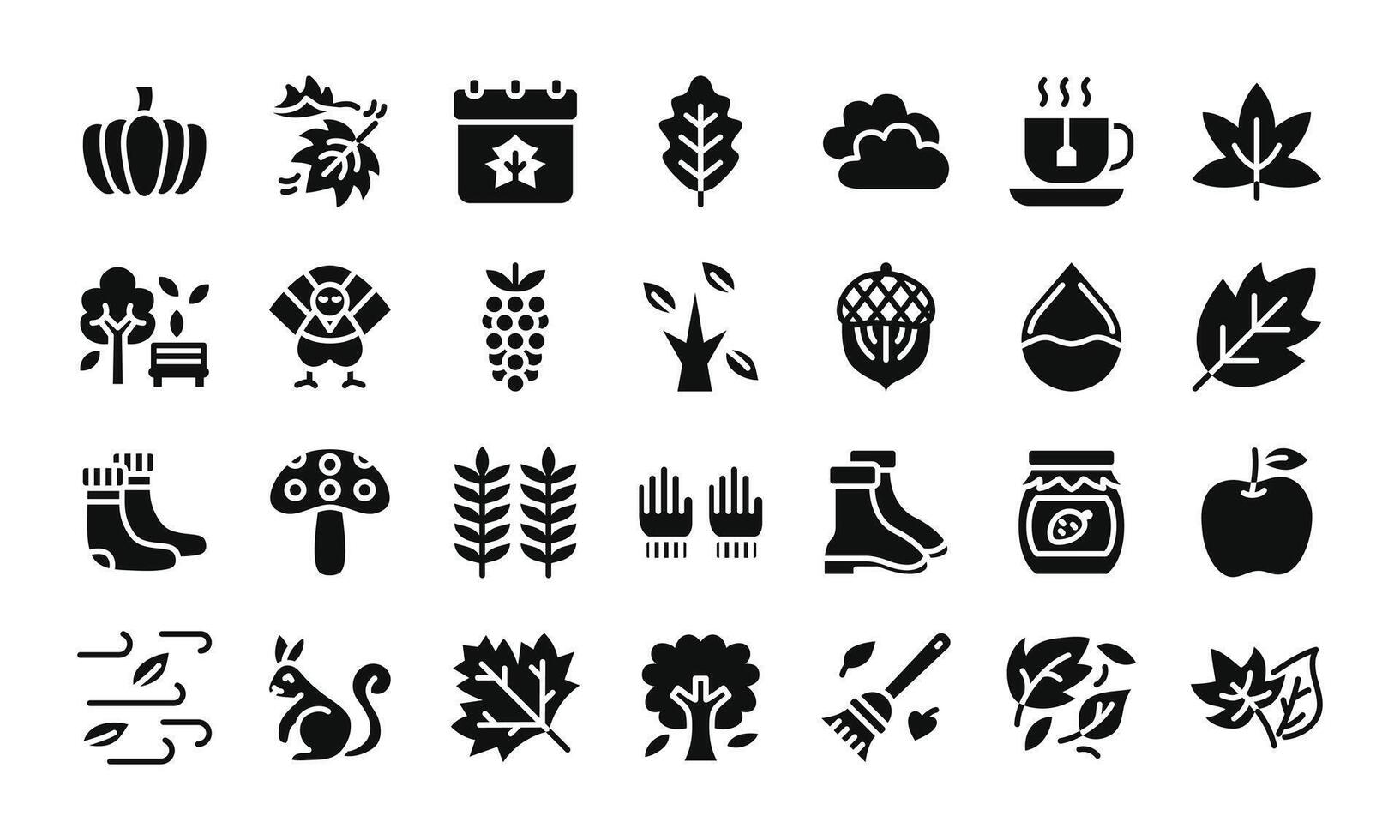 Autumn glyph icon set. illustration vector