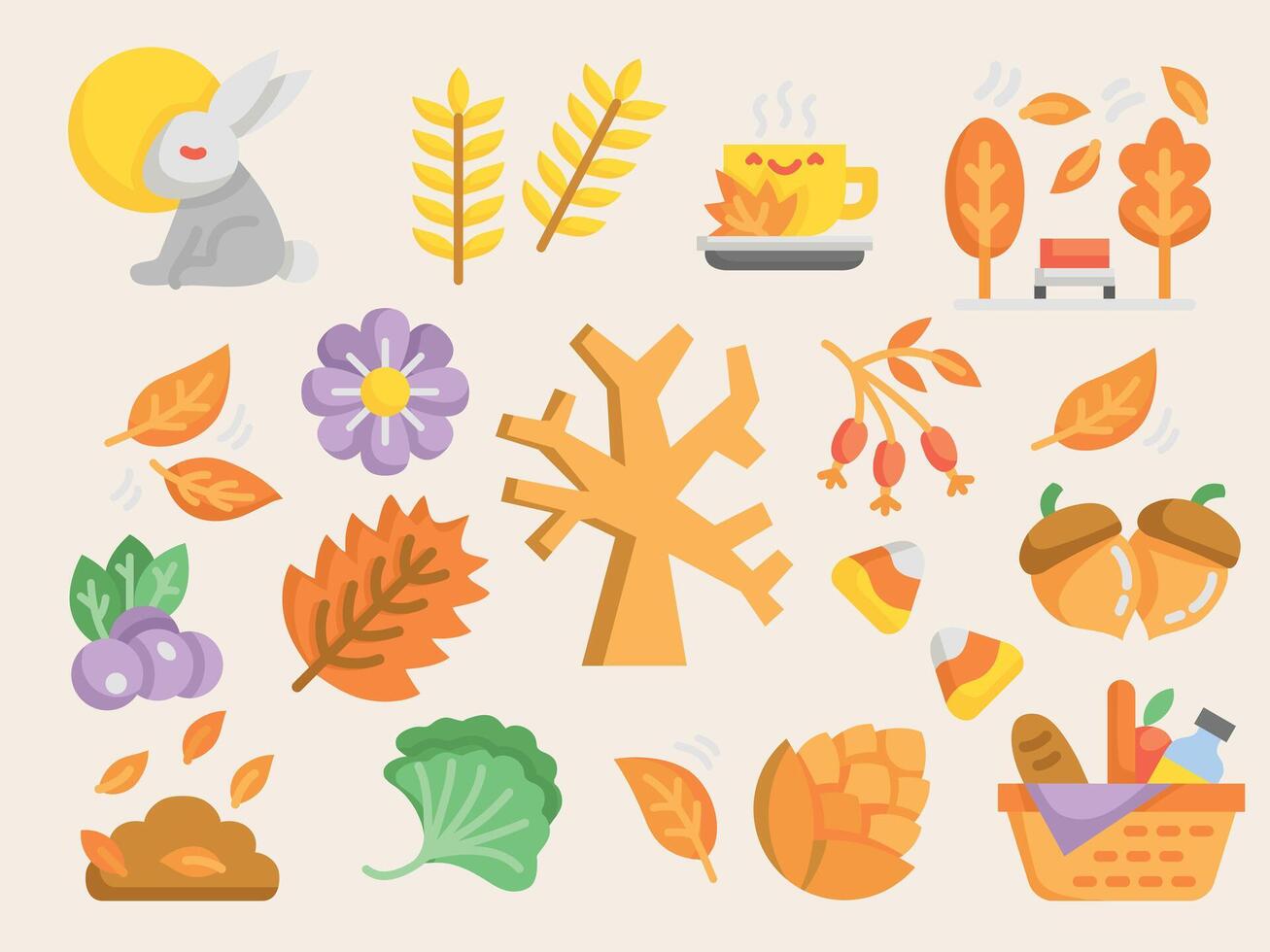 Autumn celebration elements collection in flat design. vector