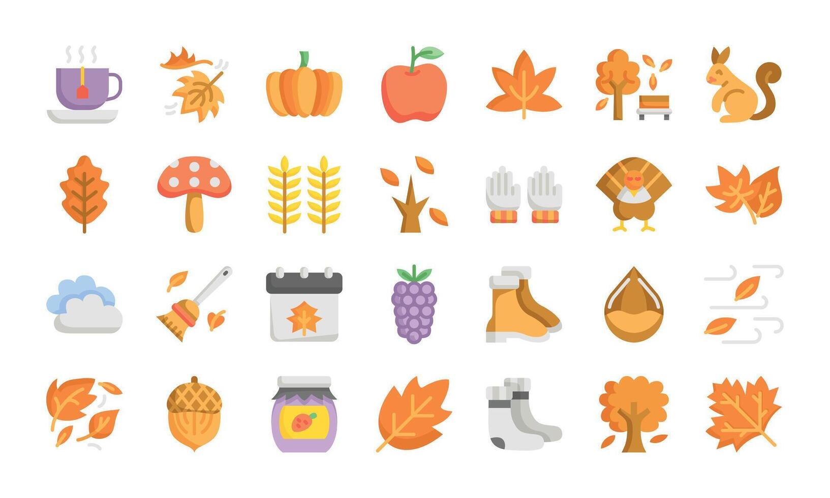 Autumn flat icon set. illustration vector