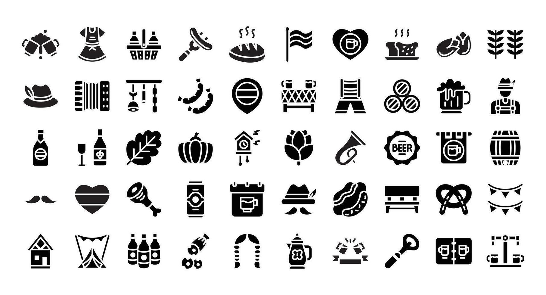 Oktoberfest icons set ,glyph style. illustration vector
