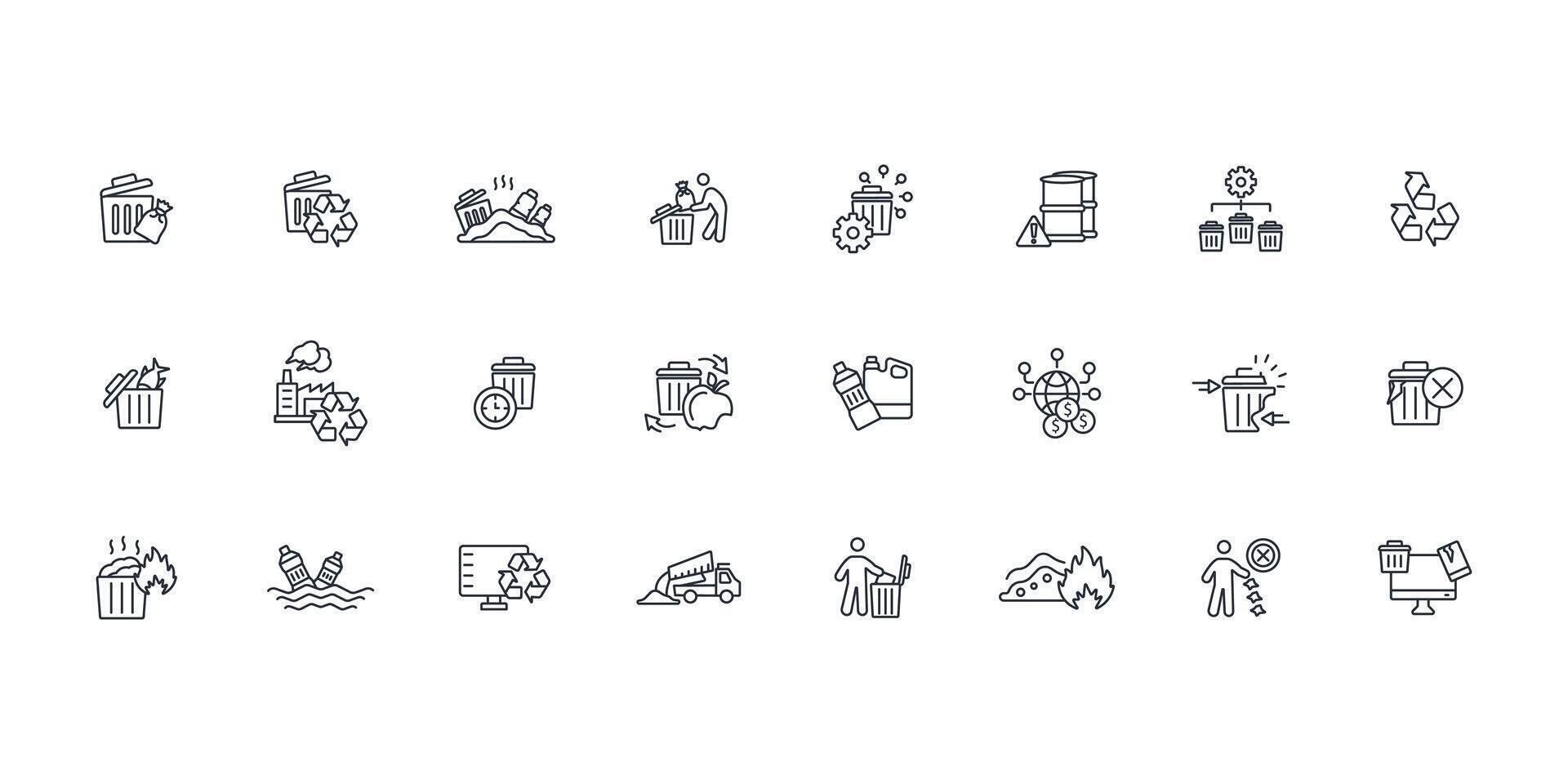 Waste icon set..Editable stroke.linear style sign for use web design,logo.Symbol illustration. vector