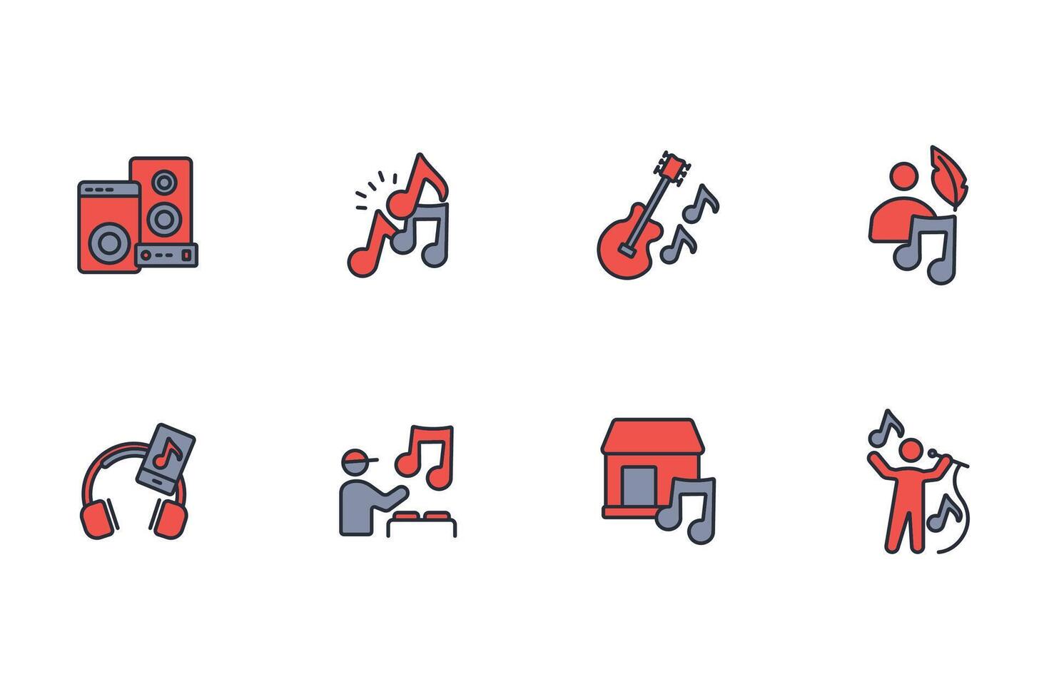 music icon. .Editable stroke.linear style sign for use web design,logo.Symbol illustration. vector