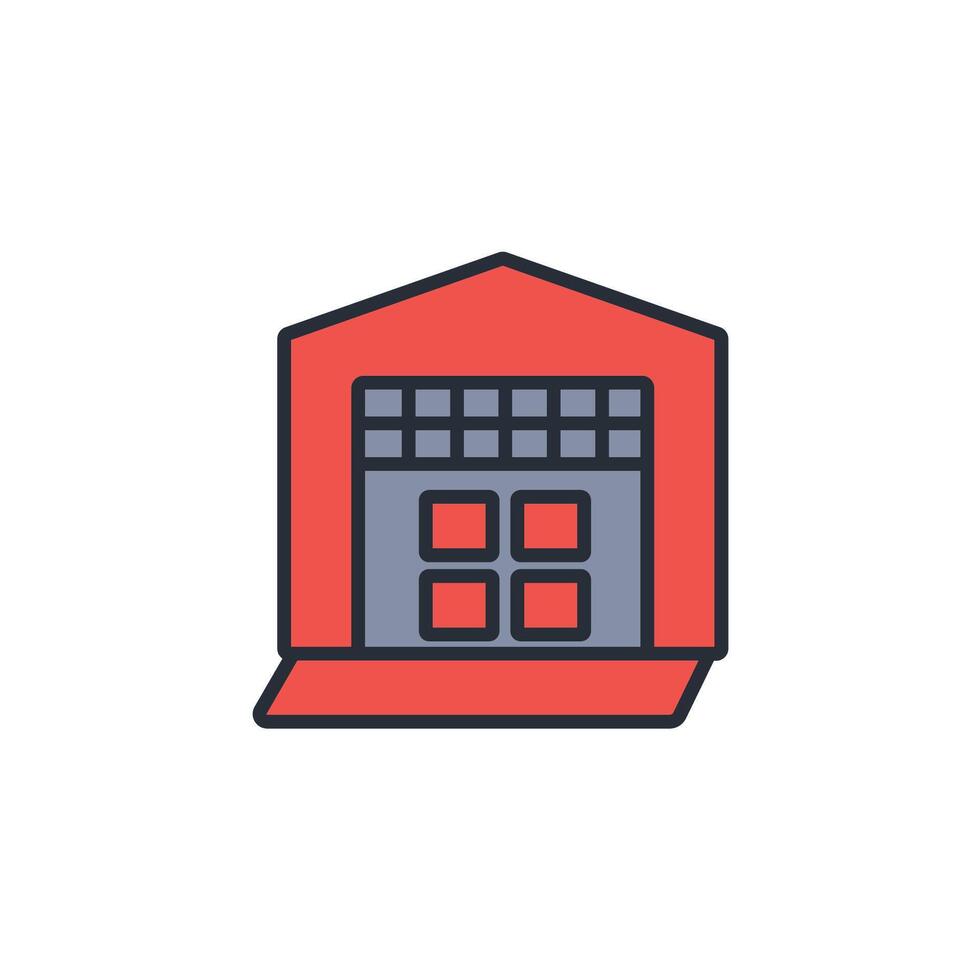 warehouse icon. .Editable stroke.linear style sign for use web design,logo.Symbol illustration. vector