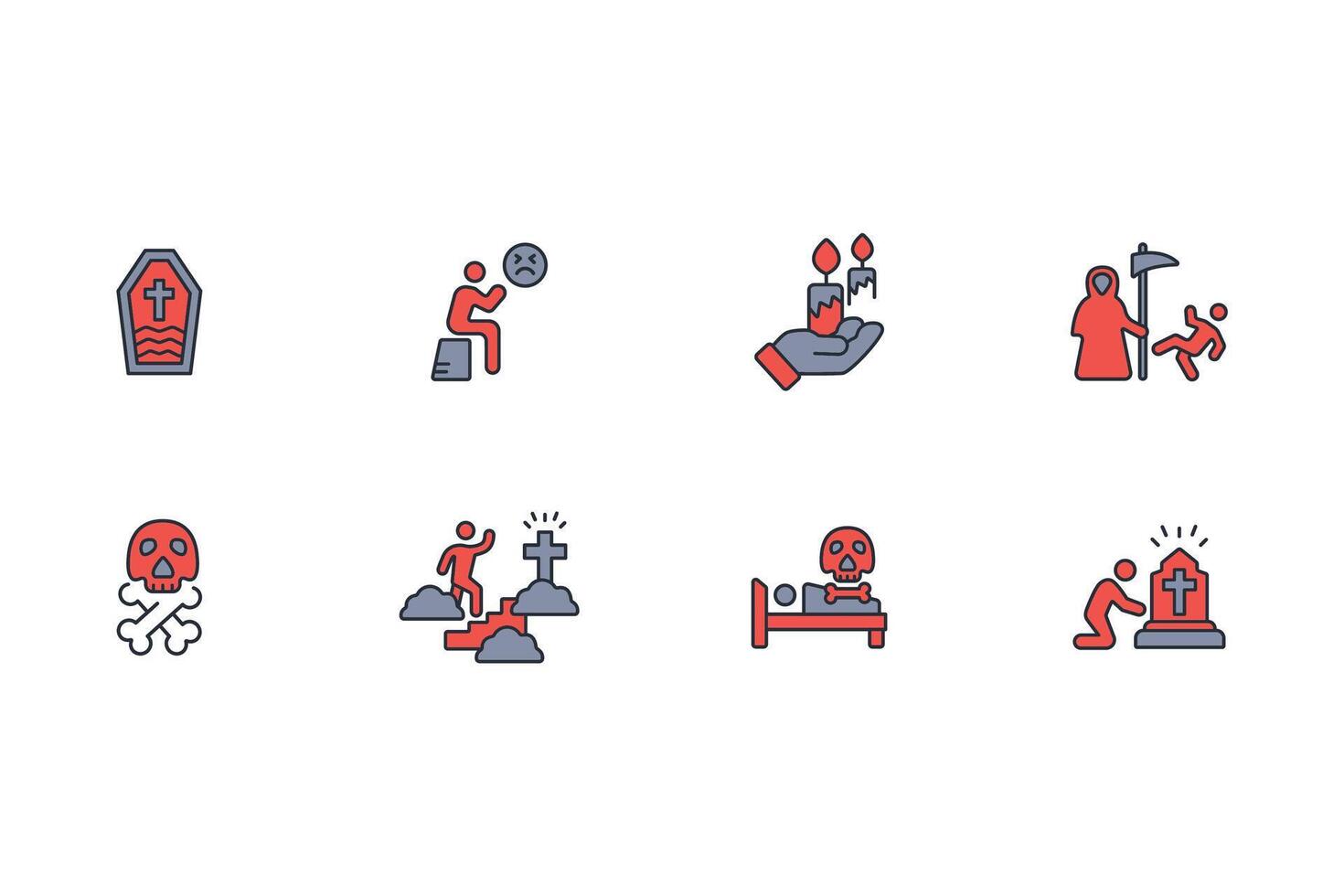 death icon set..Editable stroke.linear style sign for use web design,logo.Symbol illustration. vector