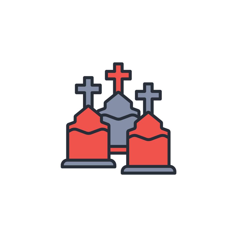 Cemetery icon. .Editable stroke.linear style sign for use web design,logo.Symbol illustration. vector