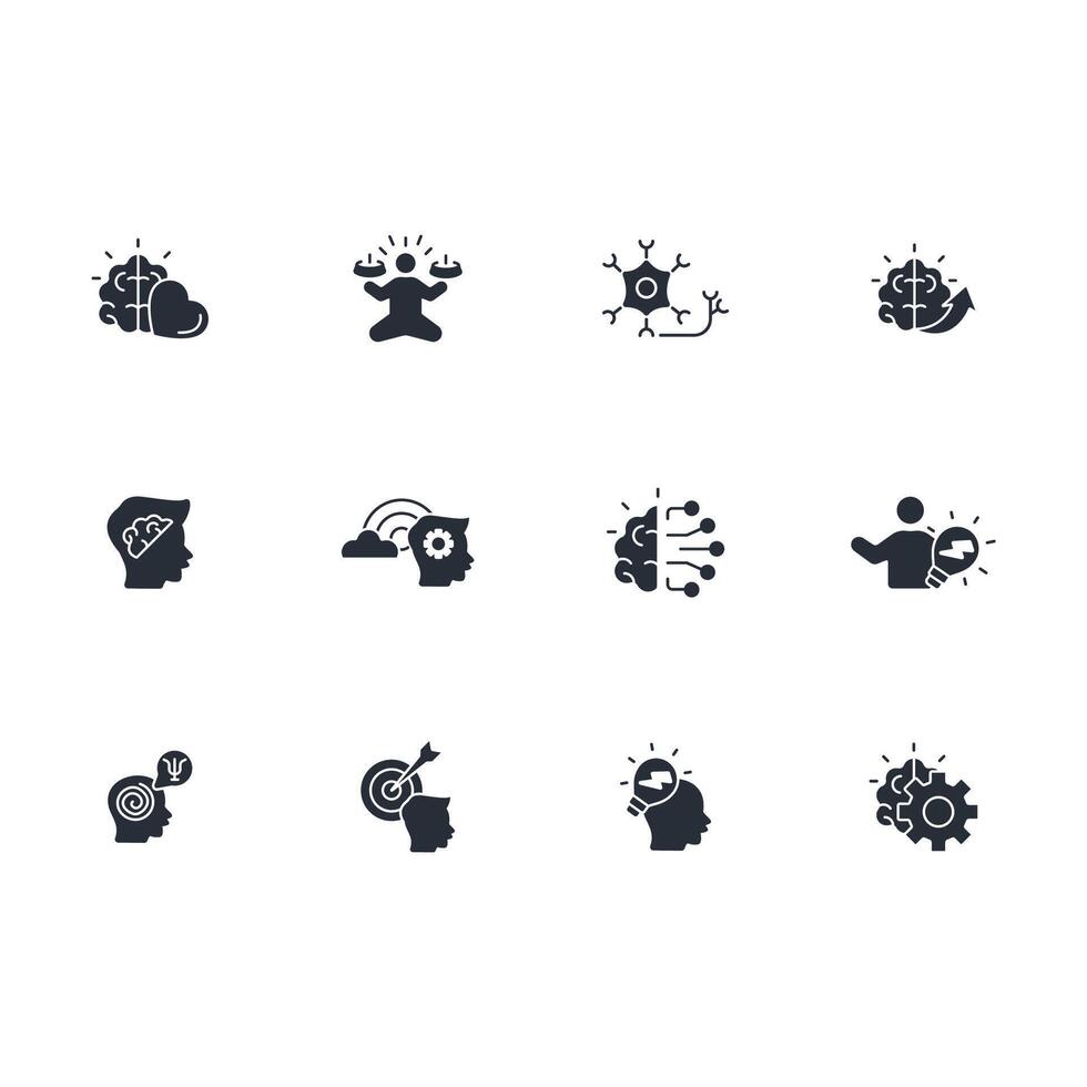 Brain icon set..Editable stroke.linear style sign for use web design,logo.Symbol illustration. vector