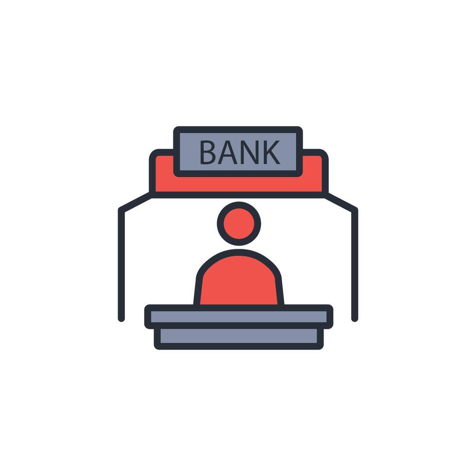 bank counter icon. .Editable stroke.linear style sign for use web design,logo.Symbol illustration. vector