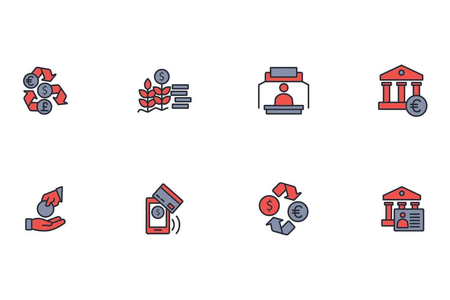 Bank icon set..Editable stroke.linear style sign for use web design,logo.Symbol illustration. vector