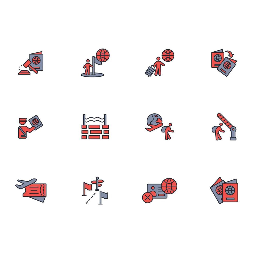 migration icon set..Editable stroke.linear style sign for use web design,logo.Symbol illustration. vector