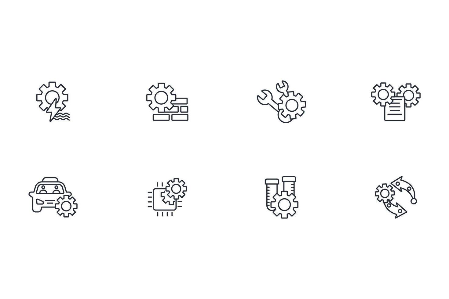 Engineering icon set..Editable stroke.linear style sign for use web design,logo.Symbol illustration. vector