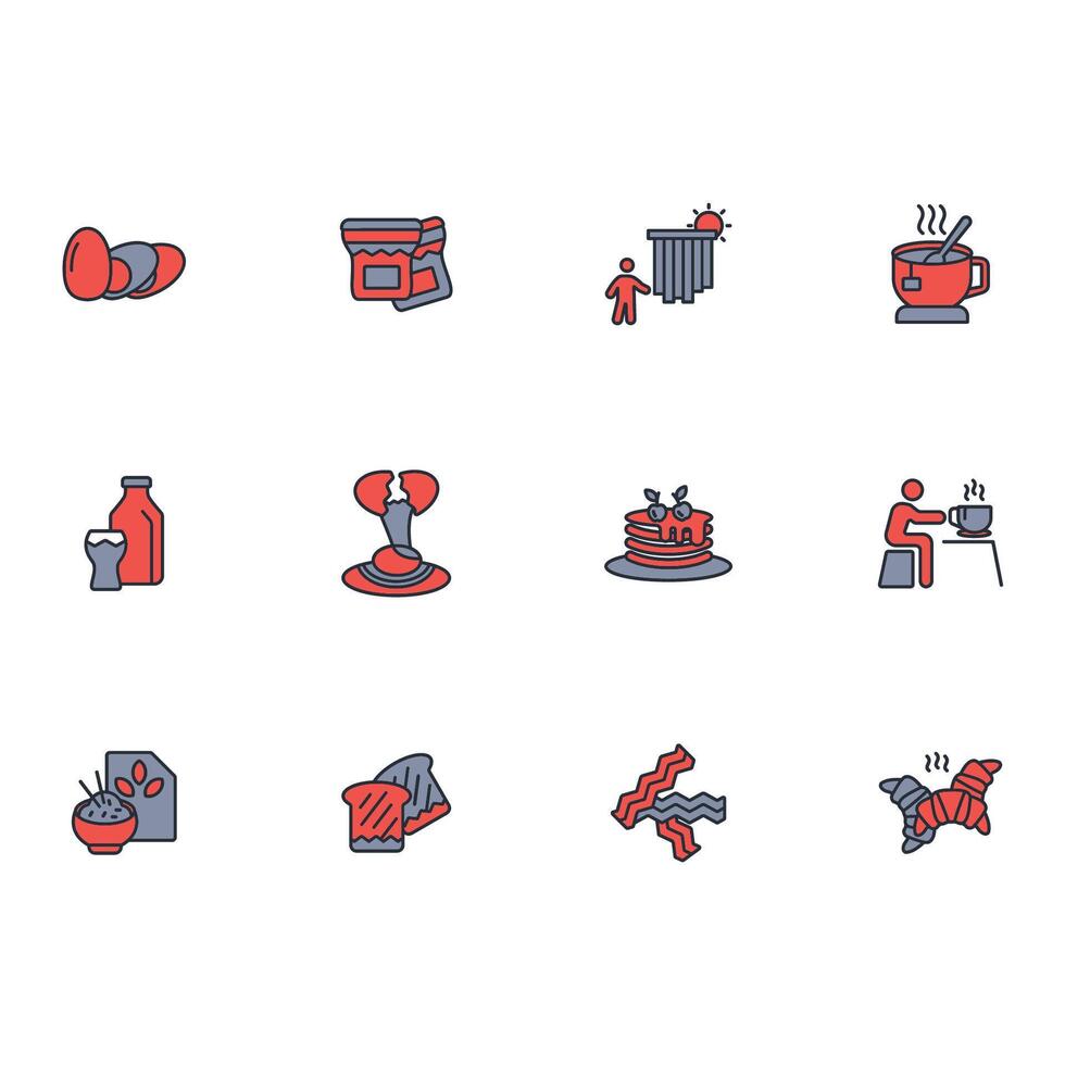 Breakfast icon set..Editable stroke.linear style sign for use web design,logo.Symbol illustration. vector