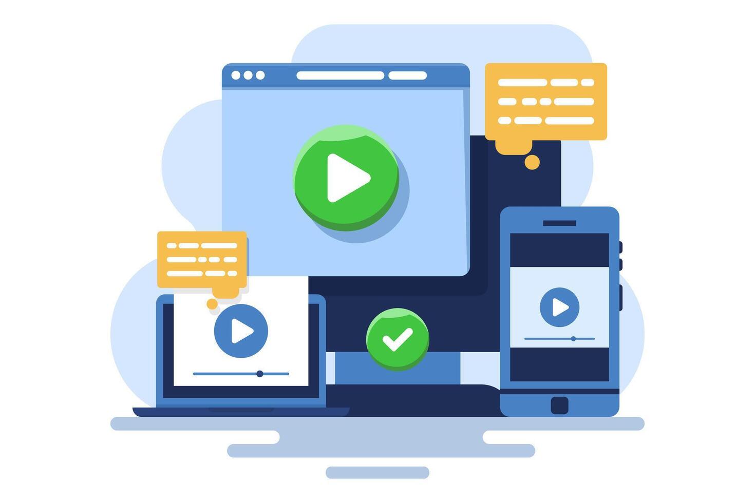 Concept of tutorials, webinars, distance education, online training and learning. online education and e-learning at home through webinar training, online training, tutorial podcasts. vector