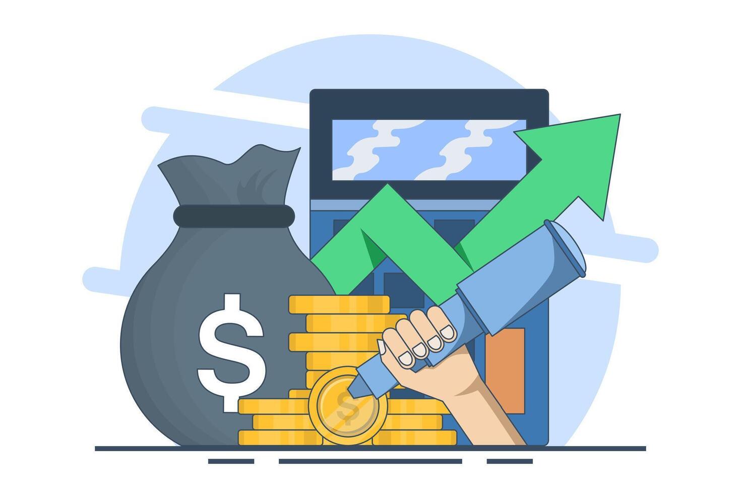 Investment financial management concept. Cost optimization series. Financial and marketing strategy ideas. Cost and income balance. Cost. vector