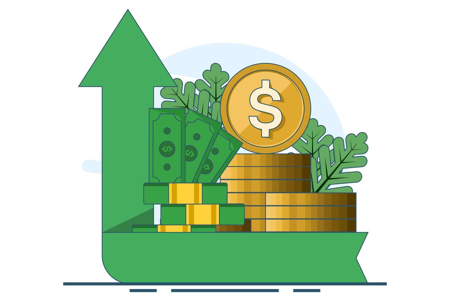 dividend concept, financial management, return on investment, income growth arrow, increase in income or profit, budget planning, retirement savings account, . vector