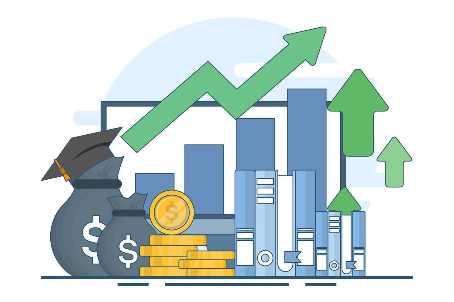 Financial education concept. Investing money in education, self-development and knowledge. Personal finance management and financial literacy concept. ilustration . vector