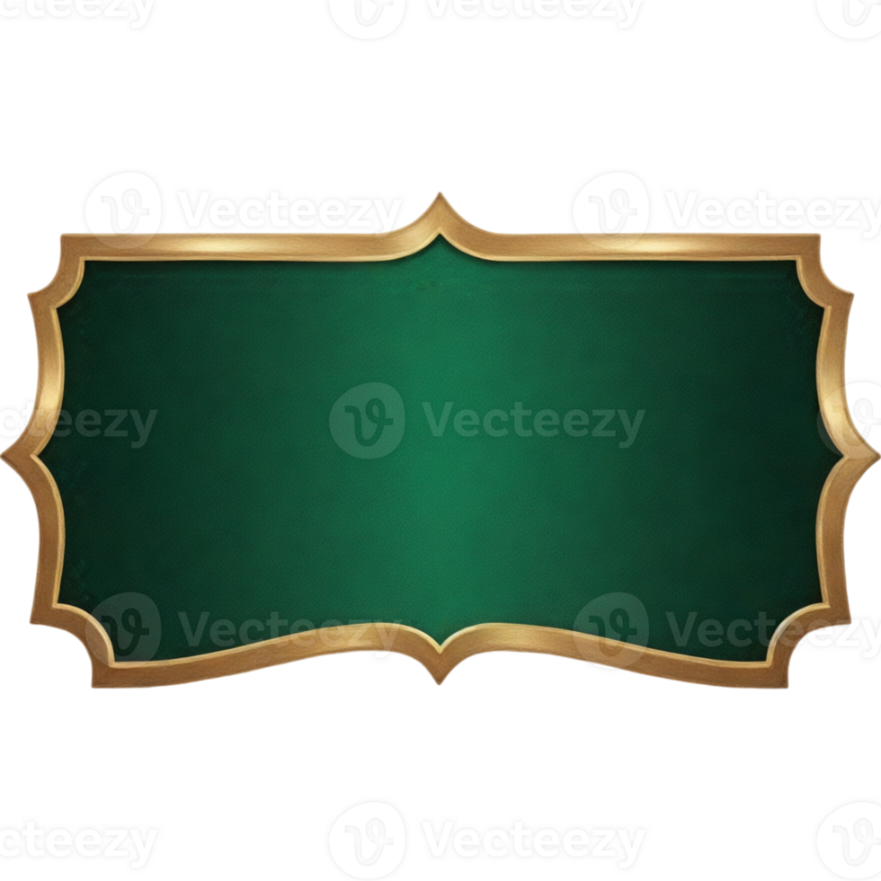 A green and gold framed sign with a gold border png