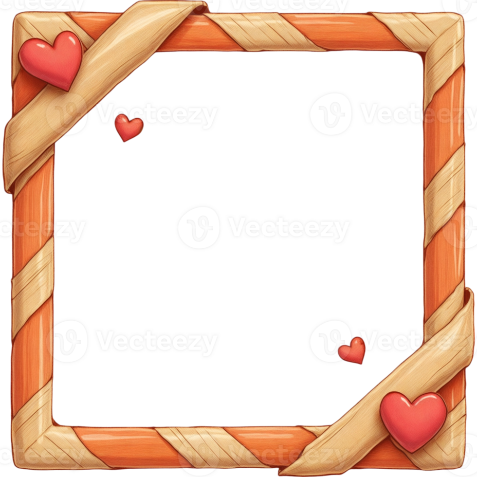 A frame with a heart on it and a ribbon around it png