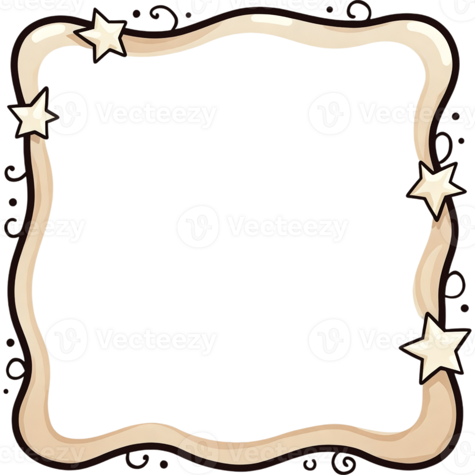 A frame with stars and a wavy border png