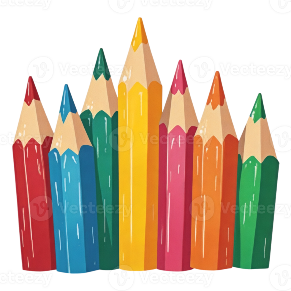 A row of colored pencils png