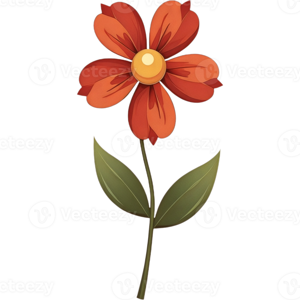A red flower with a yellow center png
