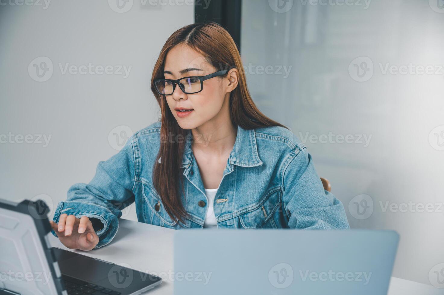 Female programmer working on coding, software development and web design.Concept technology development. photo