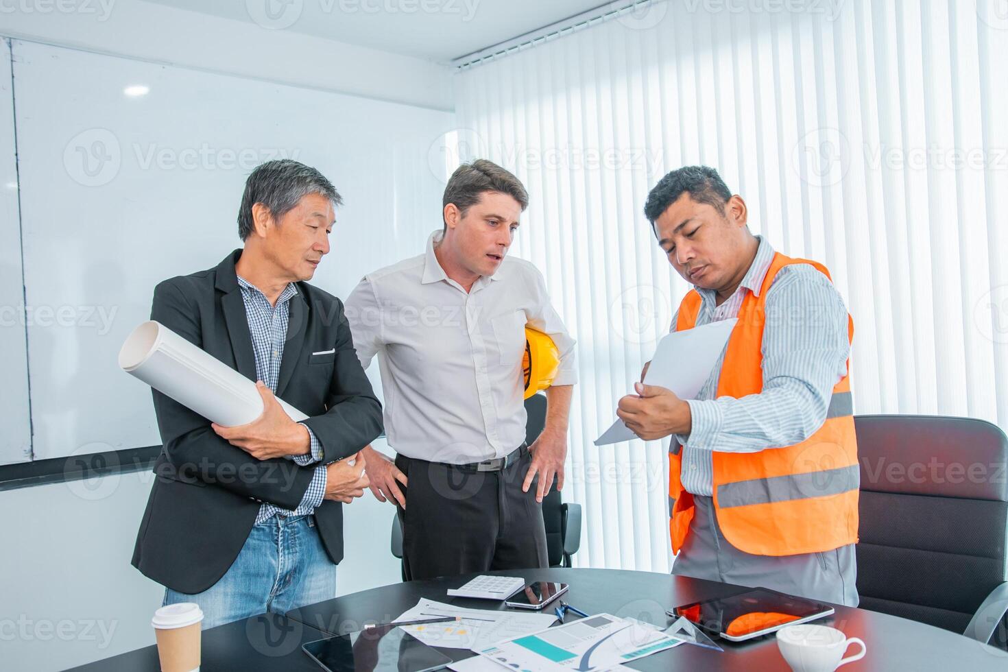 Business people team work while working in board room, design project, discussing ideas,discuss financial statistics together teamwork concept photo