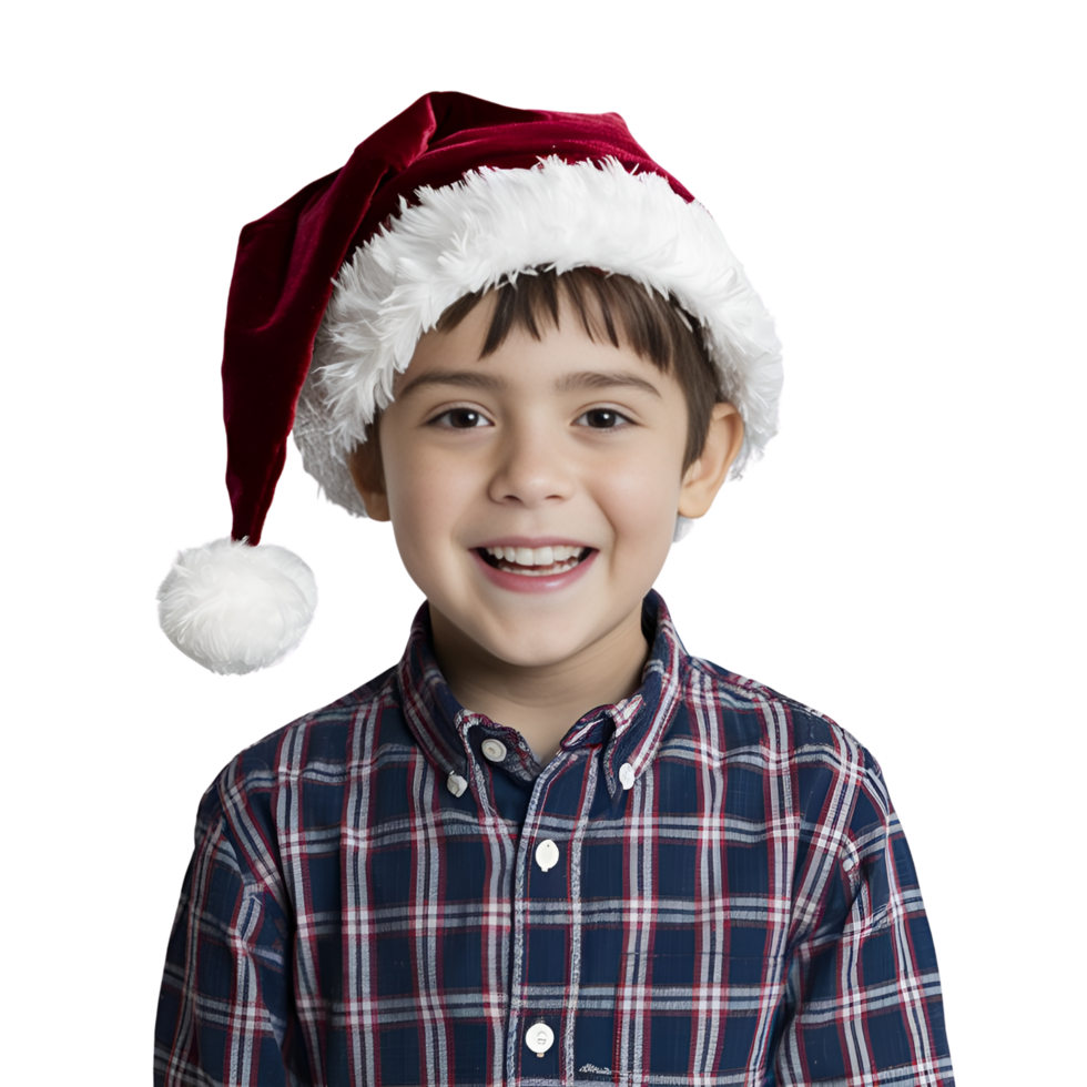 cute boy wearing santa hat png