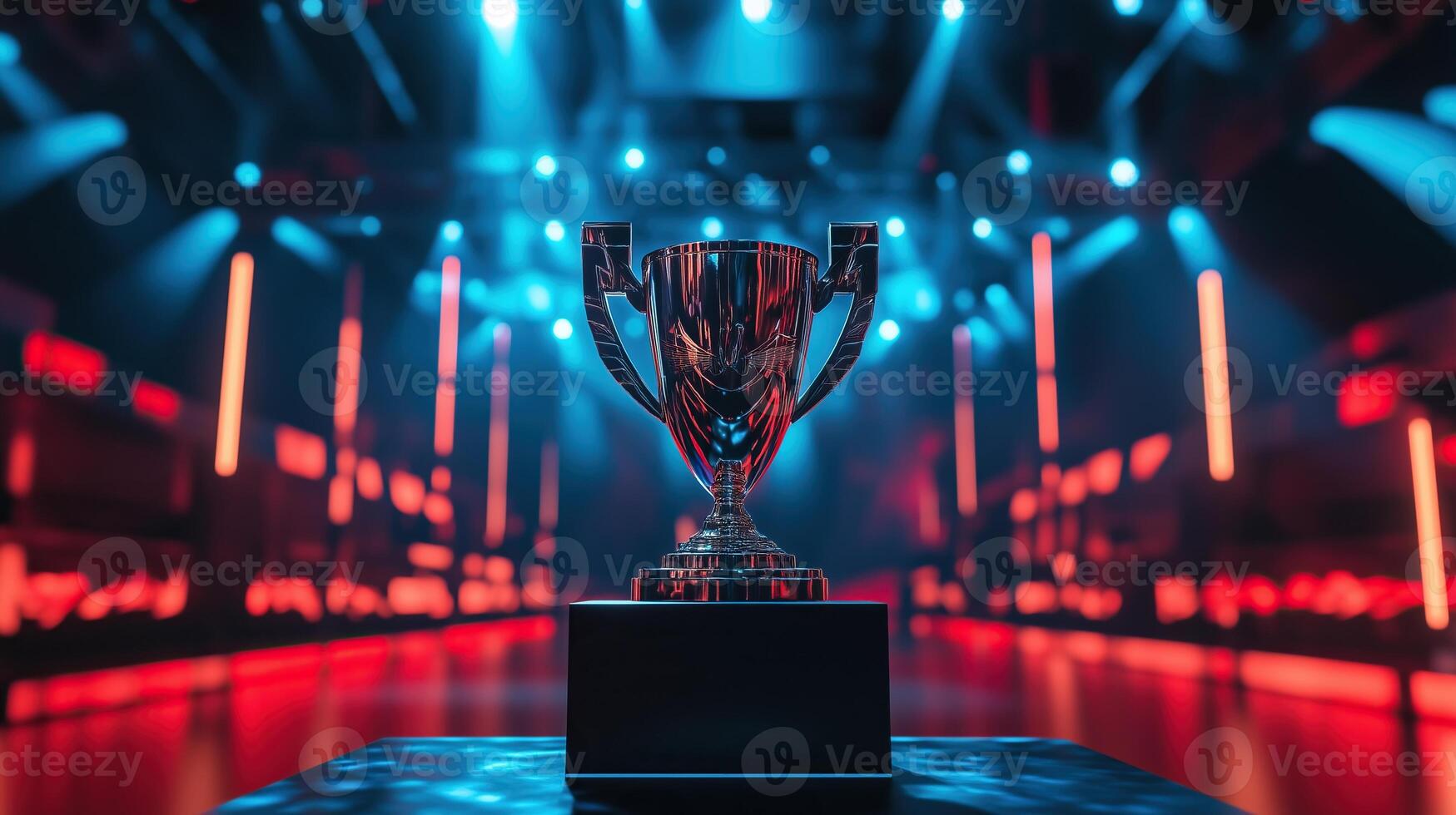 esport achievement trophy on the stage photo