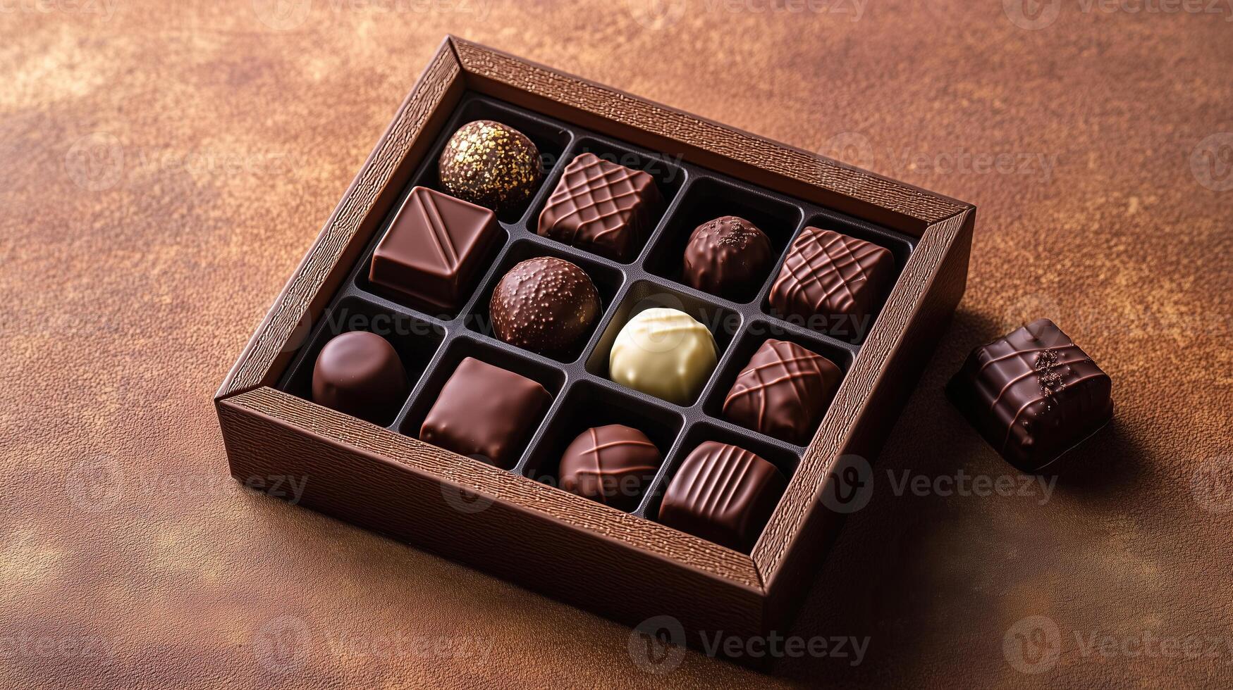 chocolates arranged in a decorative box photo