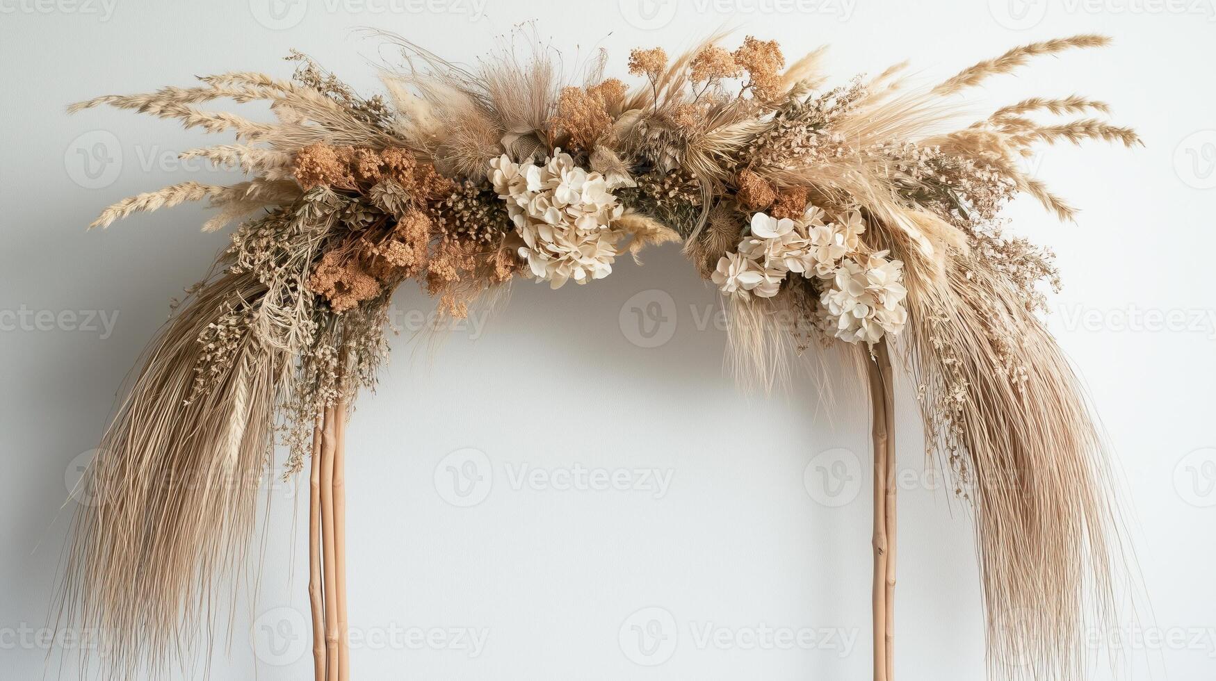Aesthetic dry ethnic bow made of wooden sticks photo