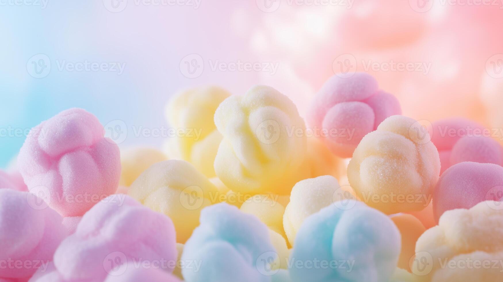 multi-colored cotton candies in a soft pastel color photo