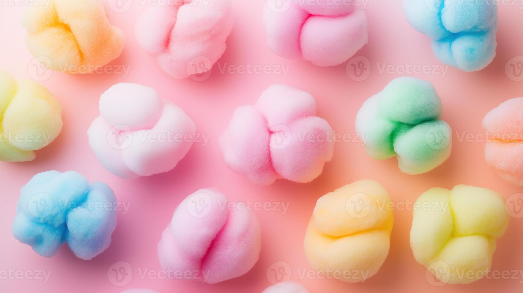 multi-colored cotton candies in a soft pastel color photo