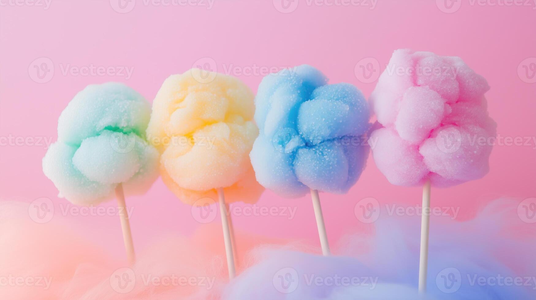 multi-colored cotton candies in a soft pastel color photo