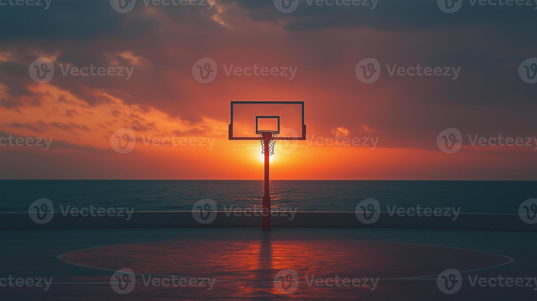 basketball hoop against the sunset. photo