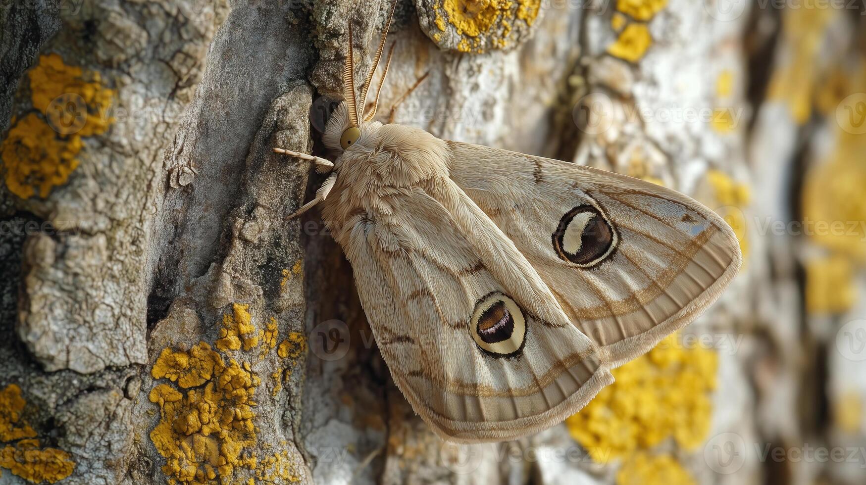 Close-up of a moth resting on a tree bark photo