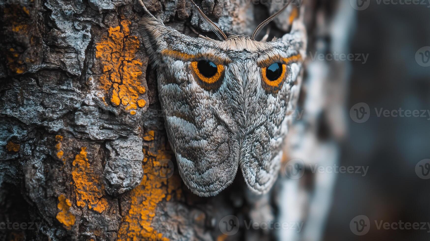 Close-up of a moth resting on a tree bark photo