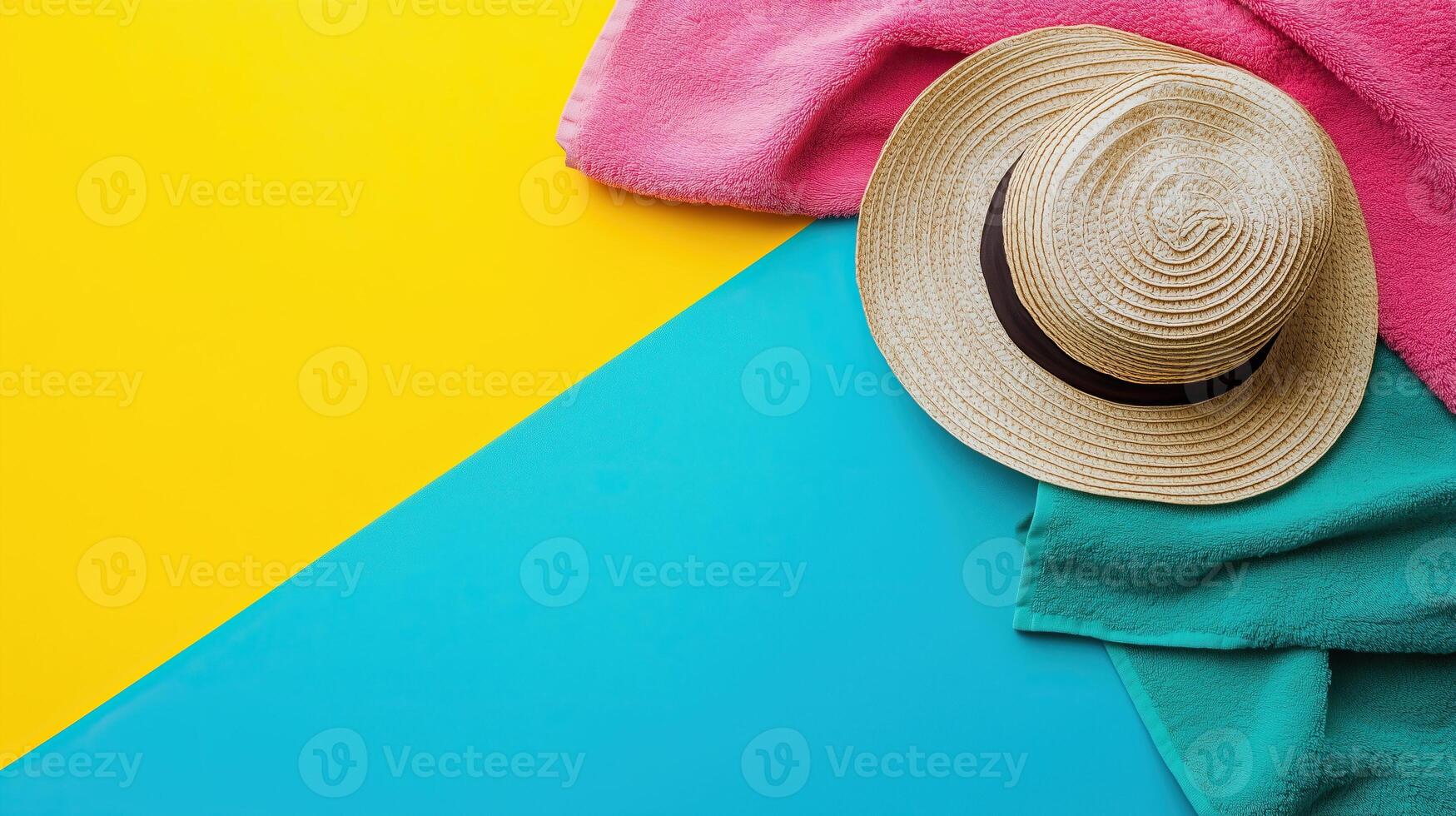 Colorful Background With Hat and Towel photo