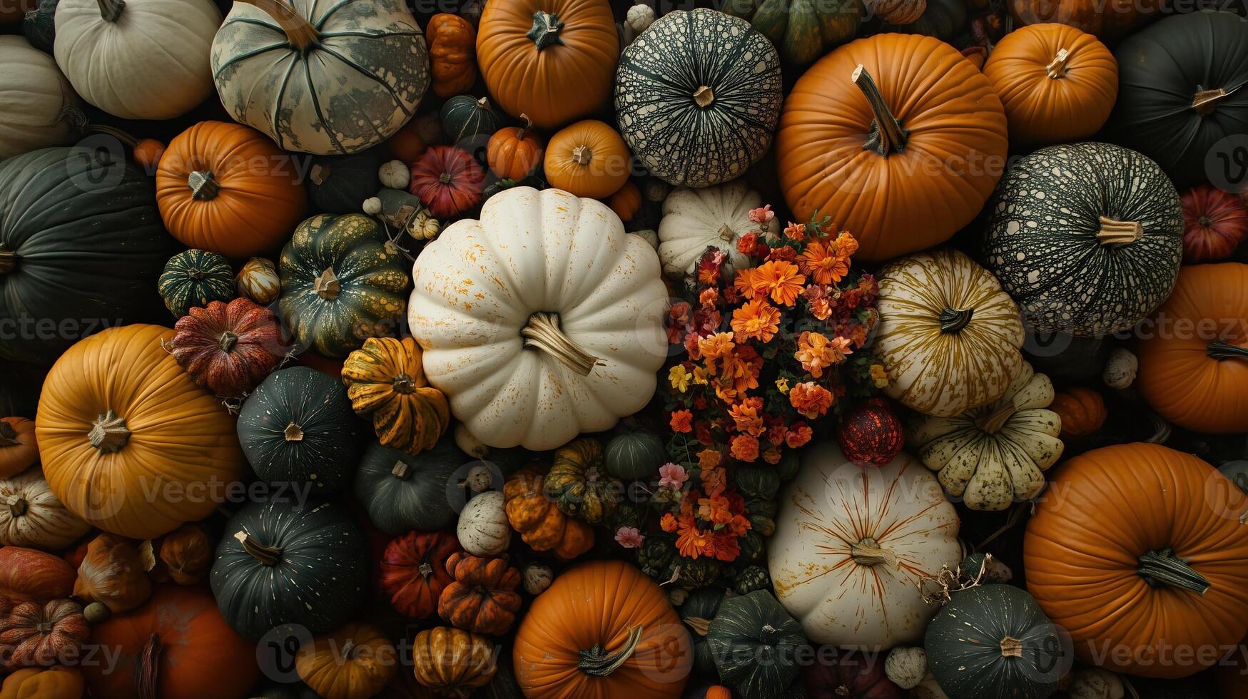 Top view pumpkins arrangement photo