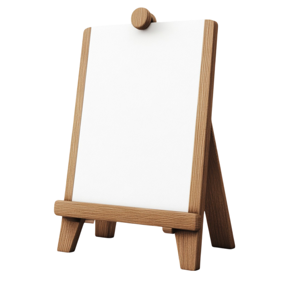 Wooden Easel with Blank Whiteboard png